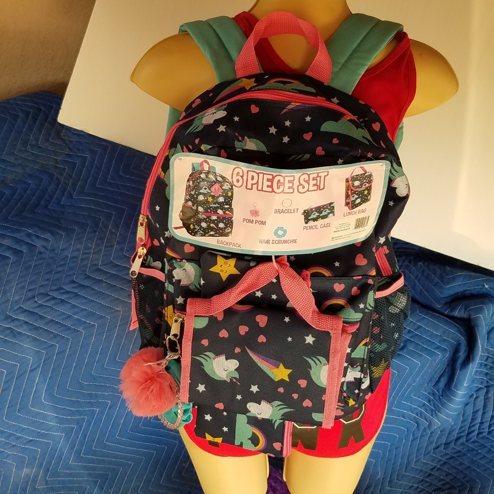 Unicorn Blue 6 in 1 Backpack Set